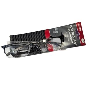 Foster Grant +3.00 Reading Glasses – Aluminum Frame with Case